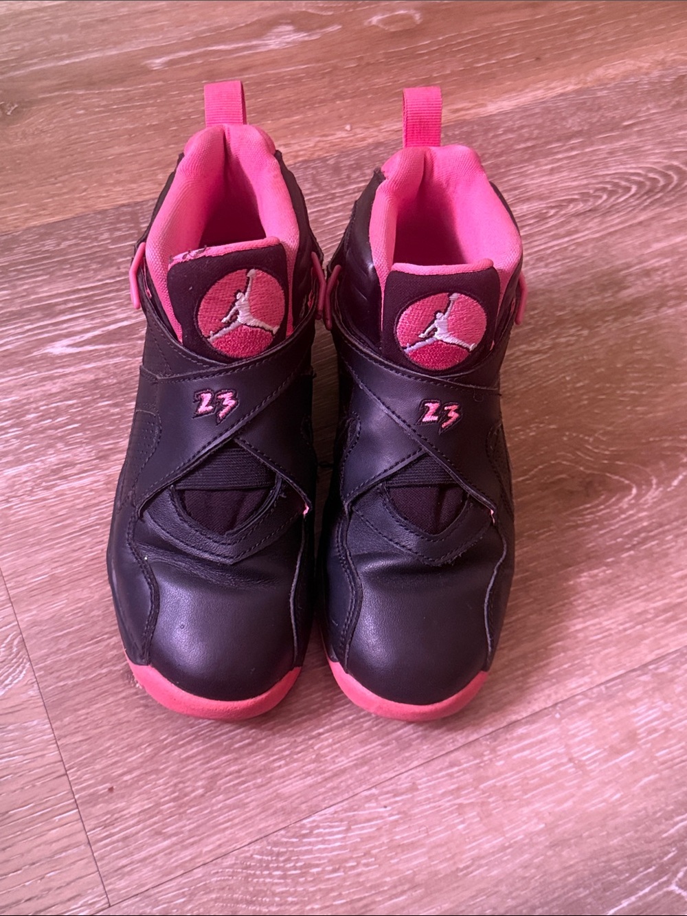Jordan Kids Black and Pink High-Top Sneakers